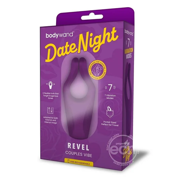 Bodywand Date Night Revel Silicone Rechargeable Couples Vibrator - Purple