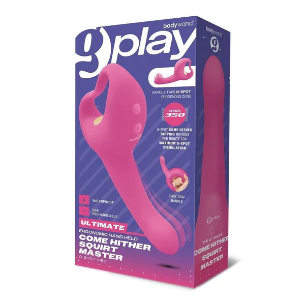 Bodywand G-Play Ultimate Ergonomic Rechargeable Silcone Come Hither Squirt Trainer with Clitoral Stimulator - Pink