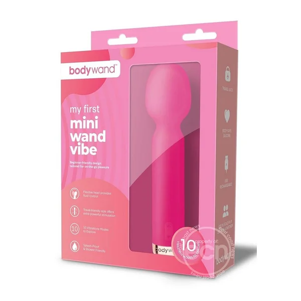 Bodywand My First Mini Wand Vibe Silicone Rechargeable Vibrator - Rose