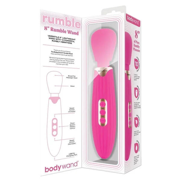 Bodywand Rumble Rechargeable Wand 8in - Hot Pink