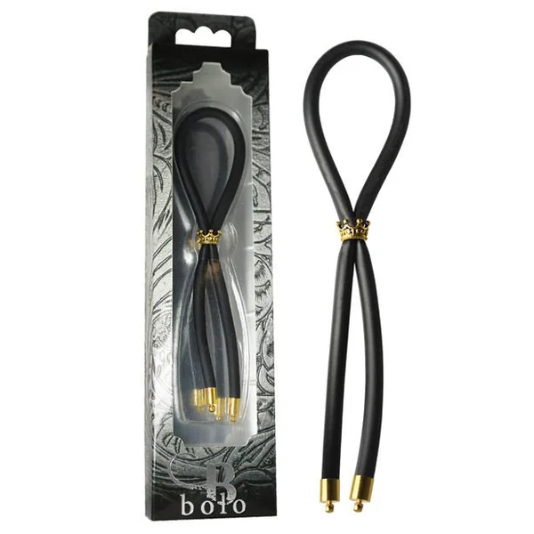 Bolo Silicone Lasso W/silver Crown Slider Ring