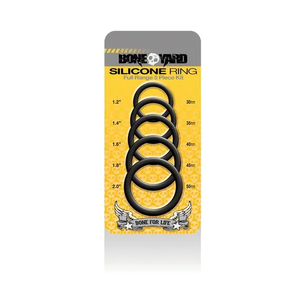 Boneyard Silicone Ring 5 Pcs Kit Black