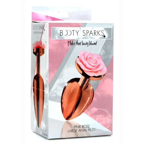 Booty Sparks Aluminum Anal Plug - Large - Pink/Rose Gold