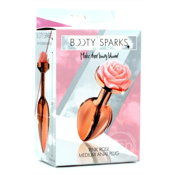 Booty Sparks Aluminum Anal Plug - Medium - Pink/Rose Gold