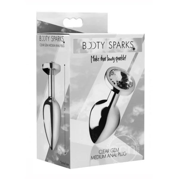 Booty Sparks Clear Gem Medium Anal Plug - Clear