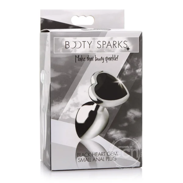 Booty Sparks Gemstones Black Heart Anal Plug - Small - Black