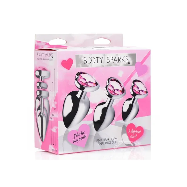 Booty Sparks Heart Gem Anal Plug Set - Pink