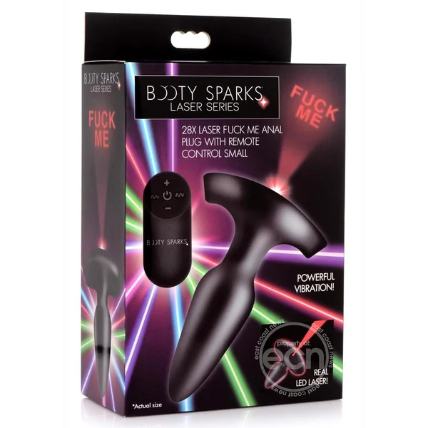 Booty Sparks Laser F... Me Rechargeable Silicone Anal Plug with Remote Control - Large- Black with Red Light