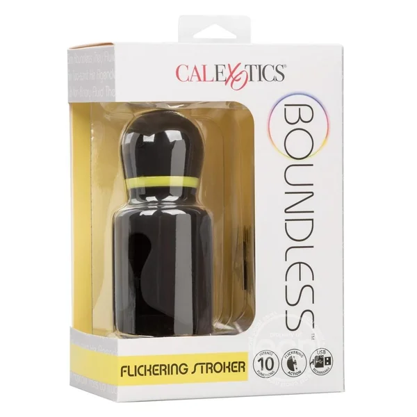 Boundless Flickering Rechargeable Silicone Stroker - Black