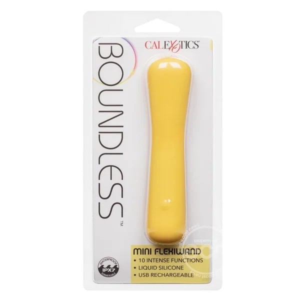 Boundless Mini FlexWand Bendable Rechargeable Silicone Massager - Yellow