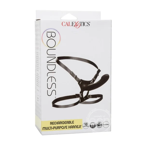 Boundless Rechargeable Multi-Purpose Harness with Dildo- Black