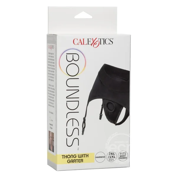 Boundless Thong with Garter Harness - 2XL/3XL - Black