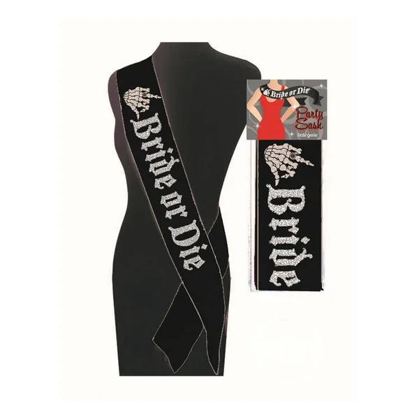 Bride or Die Sash - Black/White