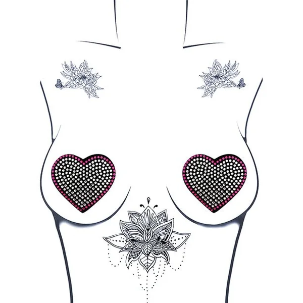 Burlesque Heart N' Soul Crystal Heart Nipztix - Pink/clear O/s