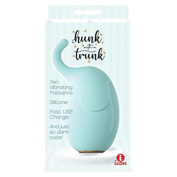 Buzzy Buddy Hunk with a Trunk Rechargeable Silicone Clitoral Stimulator - Aqua