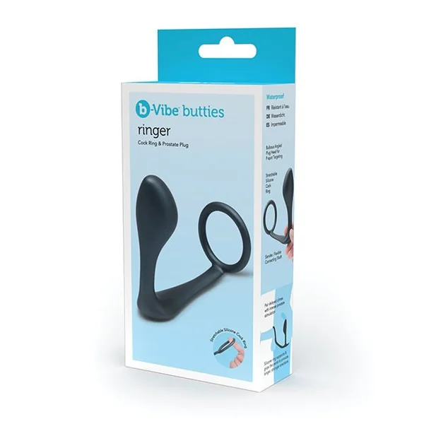 BVibe Butties Ringer Cock Ring & Prostate Plug in Black