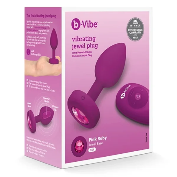b-Vibe Vibrating Jewel Plug S/M Fuchia