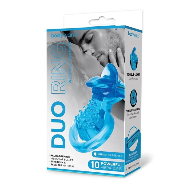 BW RECHARGEABLE DUO RING W/ CLIT TICKLER - BLUE