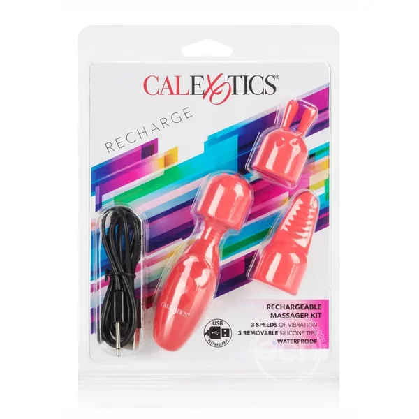 CalExotics Rechargeable Massager Kit Waterproof - Red