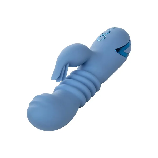 California Dreaming Santa Cruz Coaster Silicone Rechargeable Rabbit Vibrator - Blue