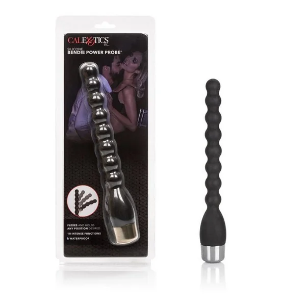 California Exotics Silicone Bendie Power Probe Anal Beads Waterproof Black