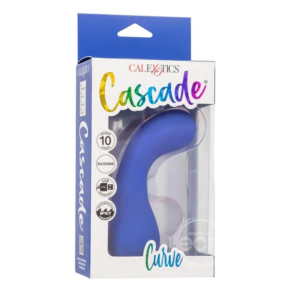 Cascade Curve Rechargeable Silicone Vibrator - Blue