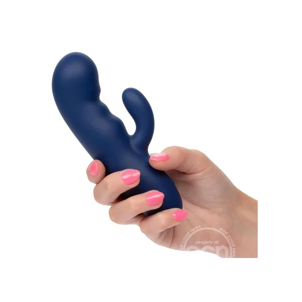 Cashmere Silk Duo Rechargeable Silicone Rabbit Vibrator - Blue