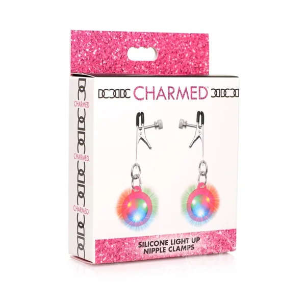 Charmed Silicone Light-Up Nipple Clamps - Pink