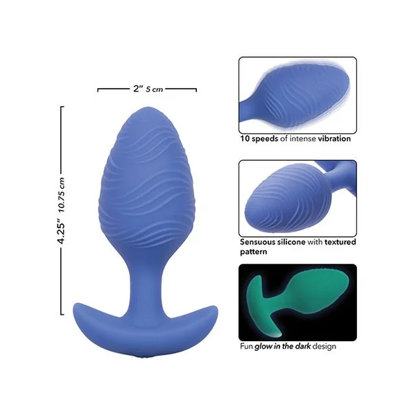 Cheeky Glow in the Dark Vibrating Butt Plug - Large Blue