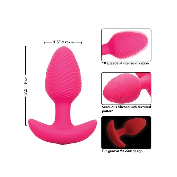 Cheeky Glow in the Dark Vibrating Butt Plug - Pink