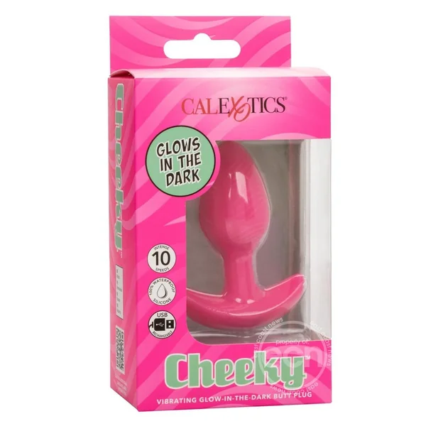 Cheeky Rechargeable Silicone Glow in The Dark Butt Plug - Pink