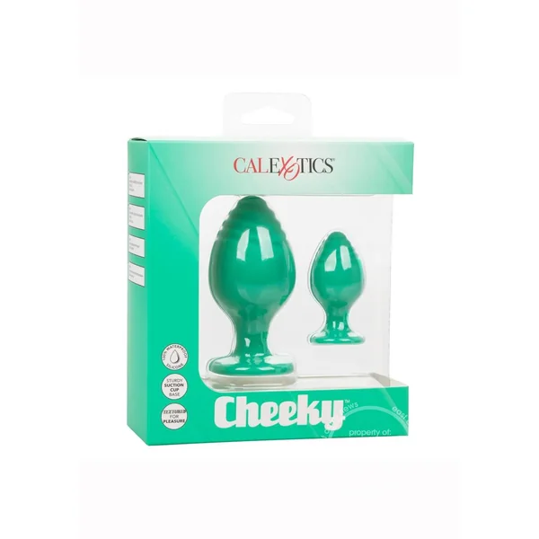 Cheeky Silicone Textured Anal Plugs Large/Small (Set of 2) - Green