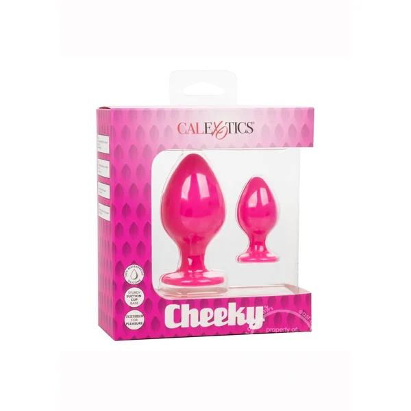 Cheeky Silicone Textured Anal Plugs Large/Small (Set of 2) - Pink