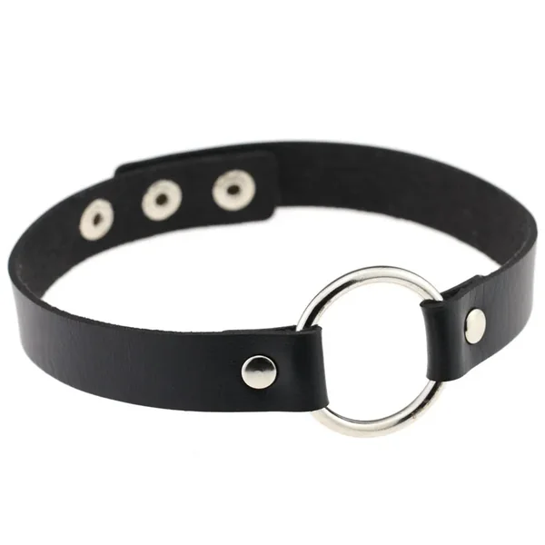 Circle Choker Leather Necklace