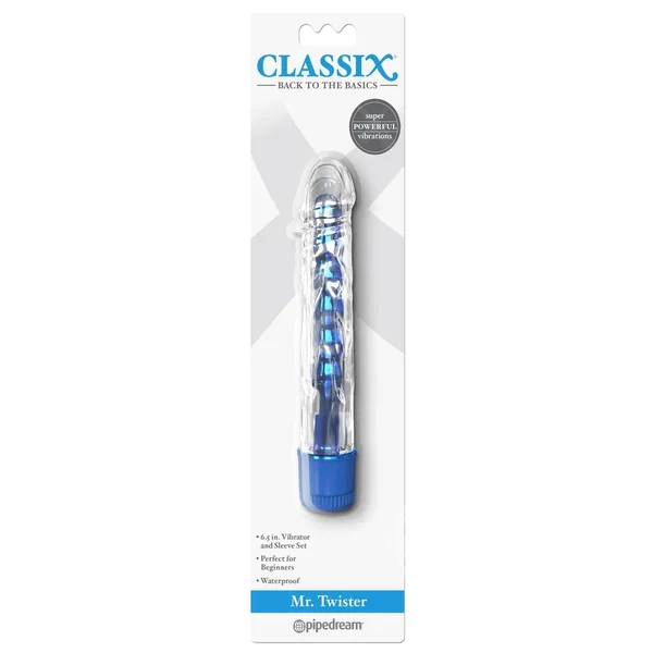 Classix Mr. Twister Vibrator with Sleeve Set - Blue