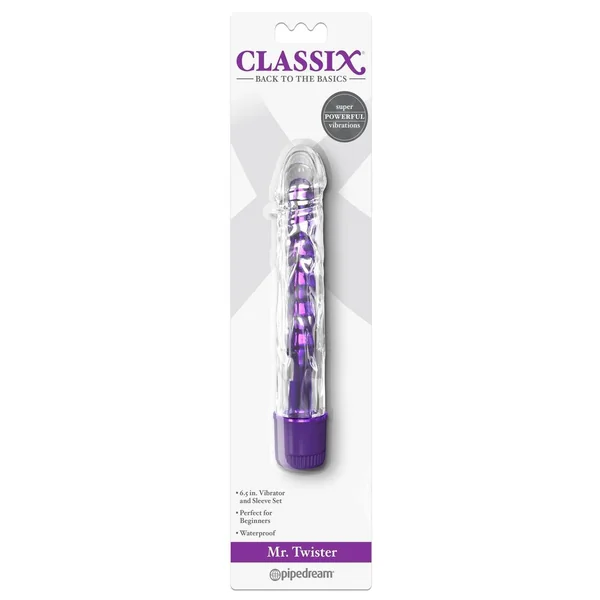 Classix Mr. Twister Vibrator with Sleeve Set - Purple
