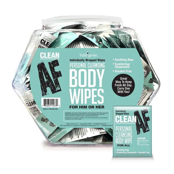 Clean AF Individually Wrapped Personal Cleaning Body Wipes
