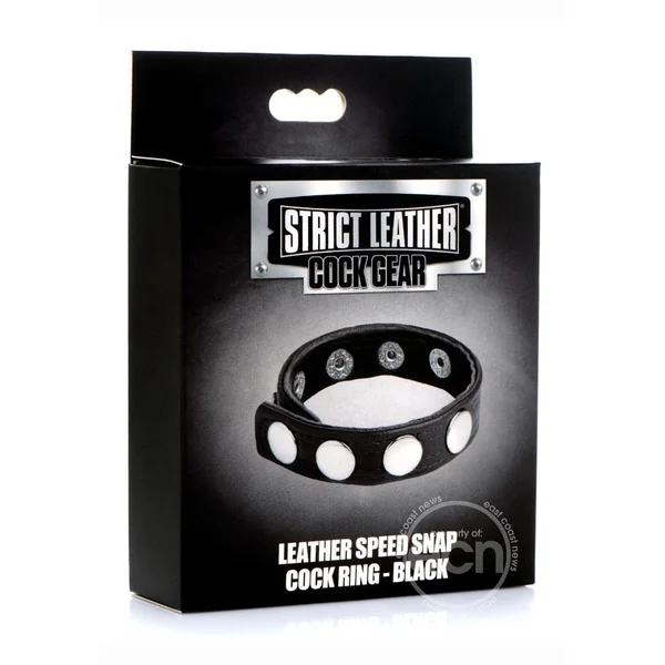 Cock Gear Leather Speed Snap Cock Ring - Black