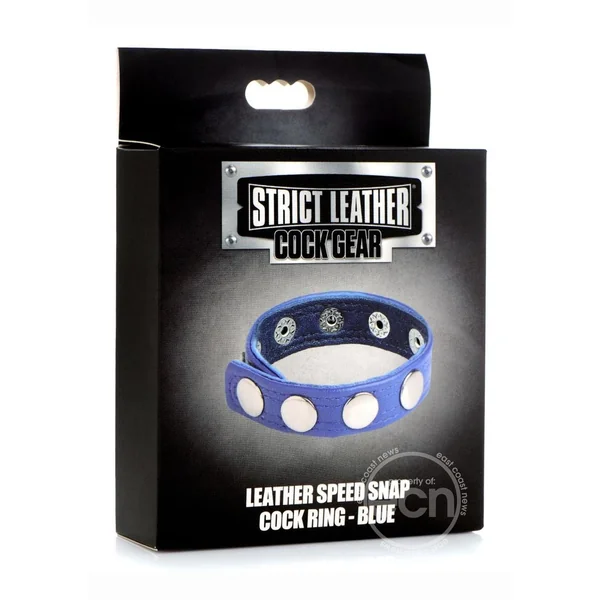 Cock Gear Leather Speed Snap Cock Ring - Blue