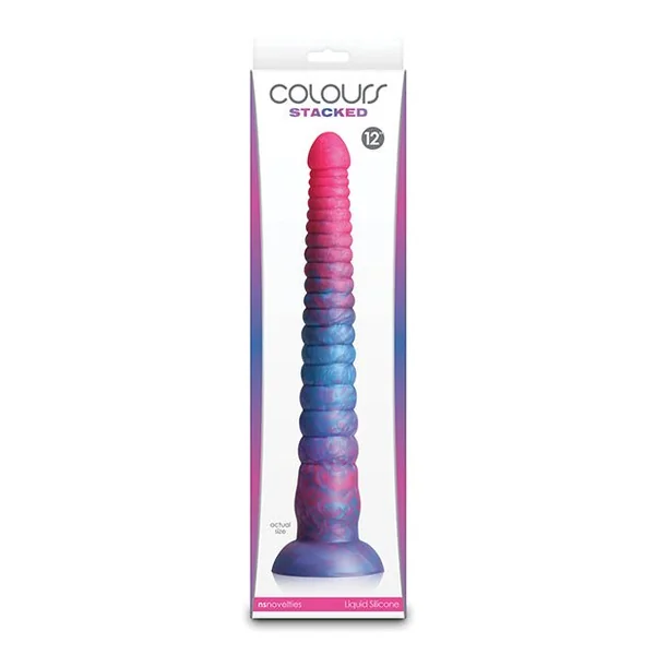 Colours Stacked 12" Dildo - Pink/Blue