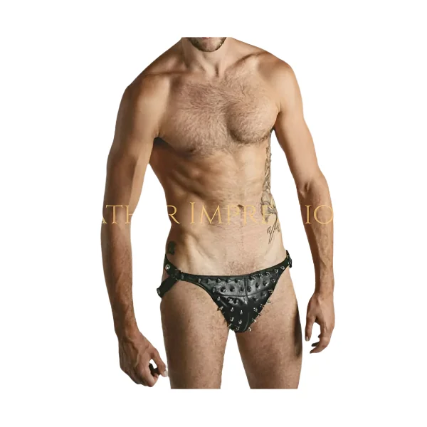 Cone Spiked Mens Leather Jockstrap