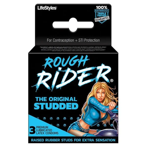 Contempo Rough Rider Studded Condom Pack - Pack Of 3
