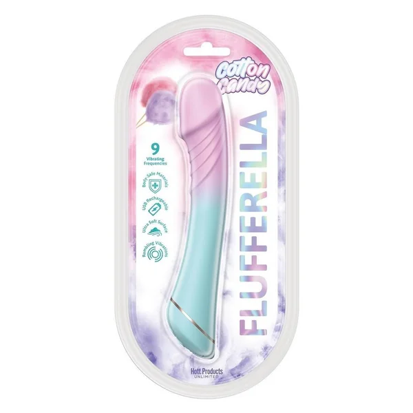 Cotton Candy Flufferella Rechargeable Silicone Vibrator - Fuschia/Aqua