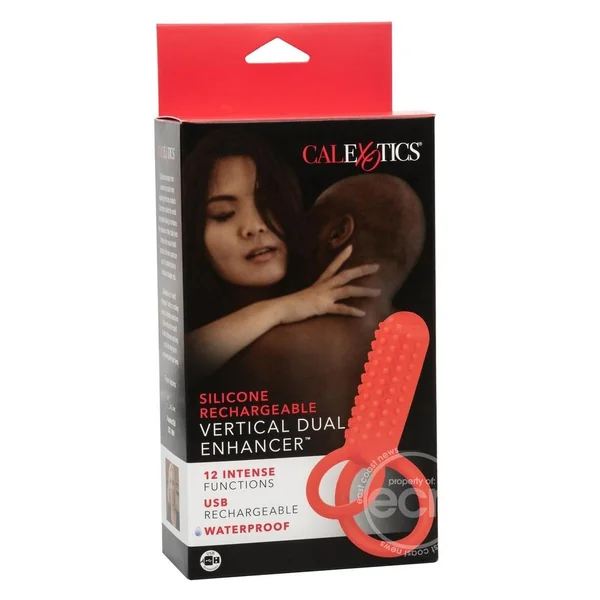 Couple's Enhancers Silicone Rechargeable Vertical Dual Enhancer - Red