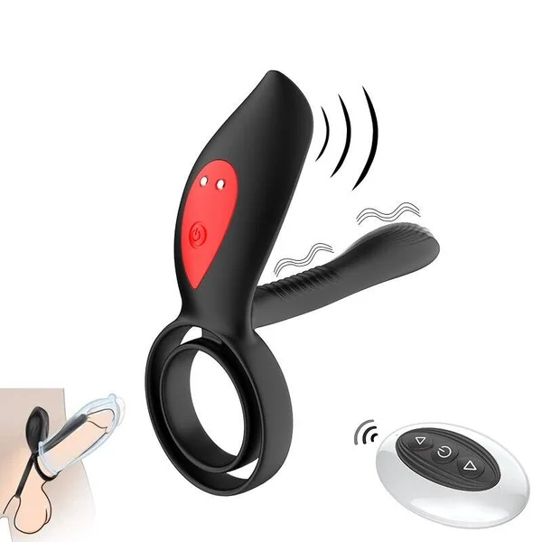 Couples Long Lasting Erection Penis Vibrator With Double Ring Nipples Massager Vagina Clitoris Stimulator Orgasm Adult Sex Toys