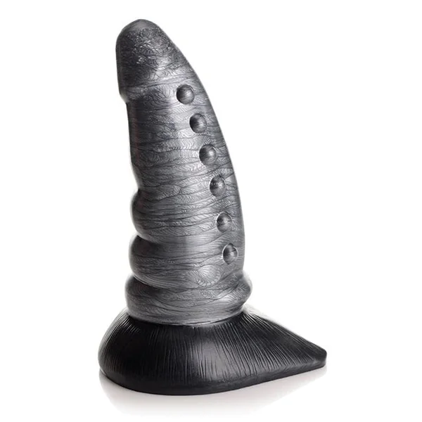 Creature Cocks Beastly Tapered Bumpy Silicone Dildo - Silver/Black