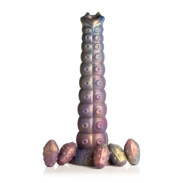 Creature Cocks Deep Invader Tentacle Textured Extra Large Ovipositor Fantasy Shaped Harnessable Dildo with Silicone Eggs