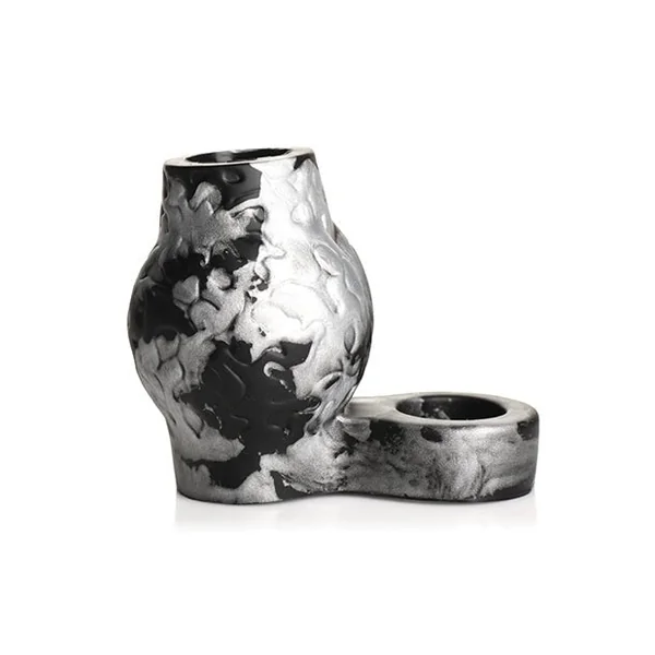 Creature Cocks Night Prowler Silicone Sleeve & Ball Stretcher - Large, Silver/Black