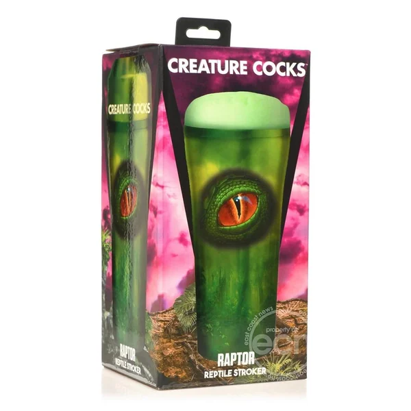 Creature Cocks. Raptor Reptile Stroker - Green/Black