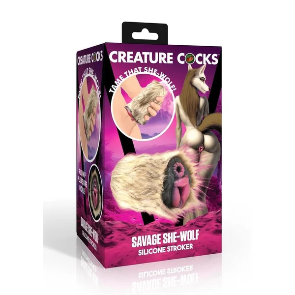 Creature Cocks Savage She-Wolf Pussy Silicone Stroker - Black/Brown/Pink